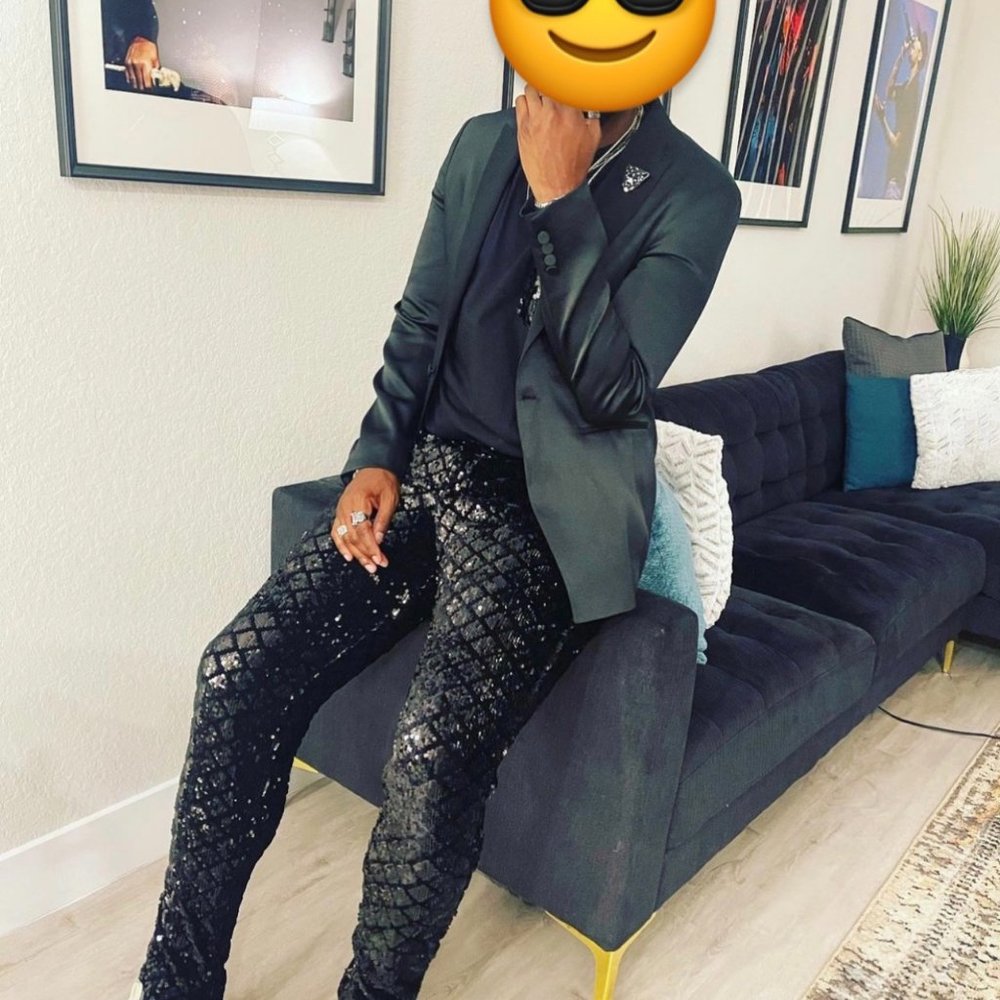 Men's Black Sequin Pants